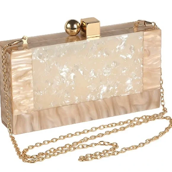 💎 Women Acrylic Evening Clutch bag Glitter Marble Purse Handbag - Picture 2 of 9